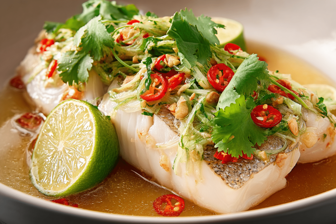 Thai Lime-Garlic Steamed Fish