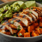 Zesty Grilled Chicken Power Bowl with Guac & Sweet Potato Magic