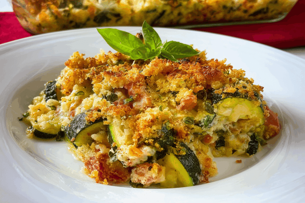 Zucchini Rice Casserole with Stuffing Mix