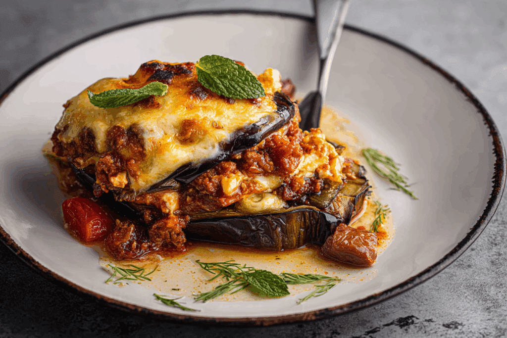 Greek Stuffed Eggplant (Melitzanes Papoutsakia)
