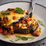 Greek Stuffed Eggplant (Melitzanes Papoutsakia)