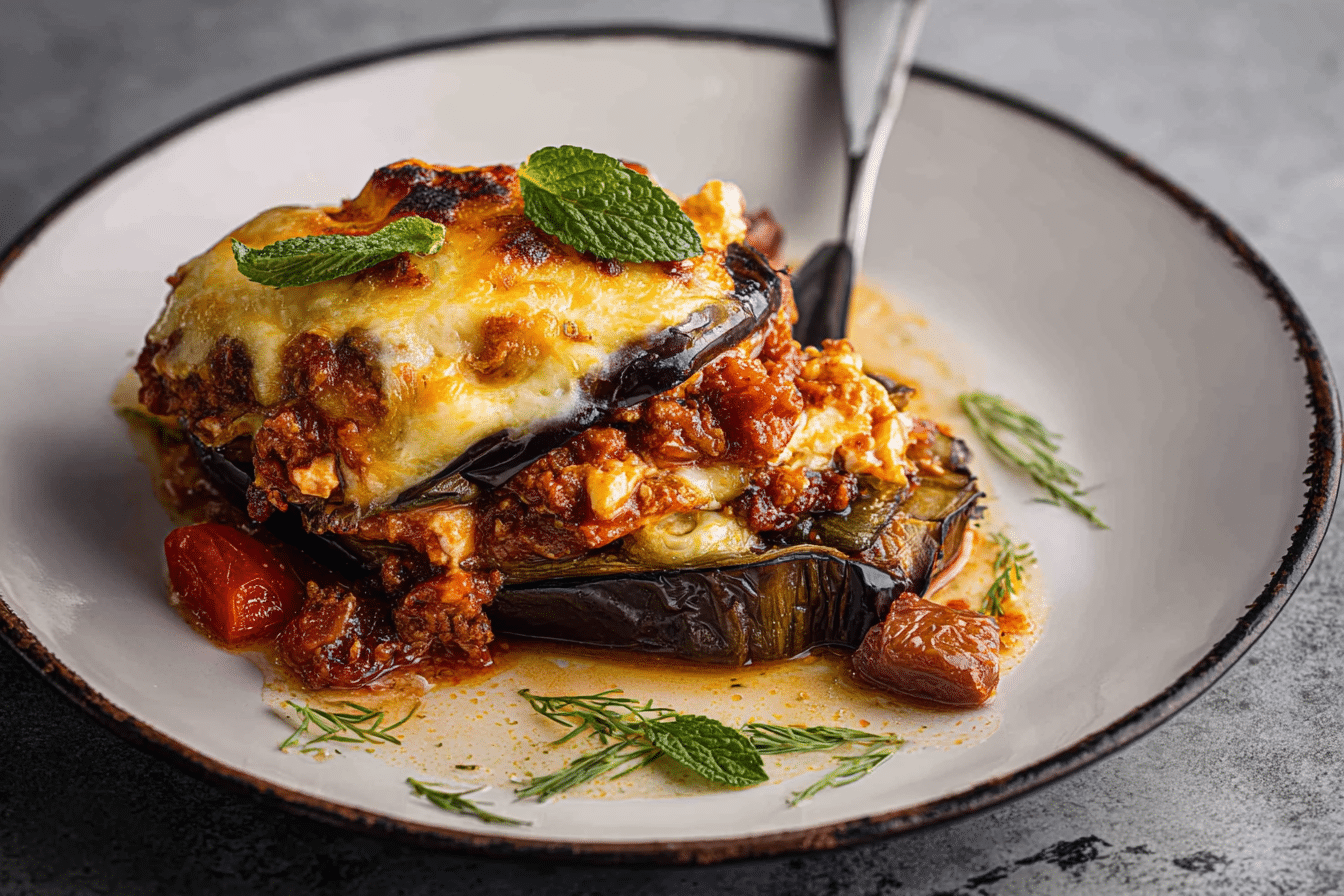 Greek Stuffed Eggplant (Melitzanes Papoutsakia)