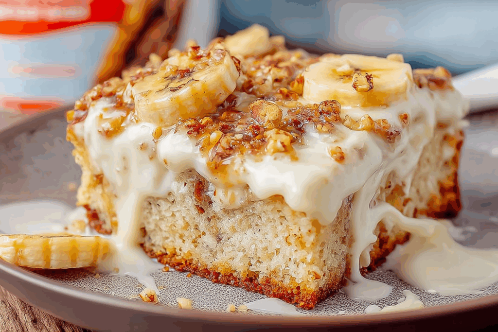 Cream Cheese Banana Bread Poke Cake
