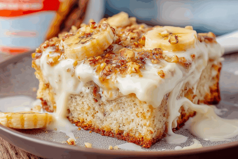Cream Cheese Banana Bread Poke Cake