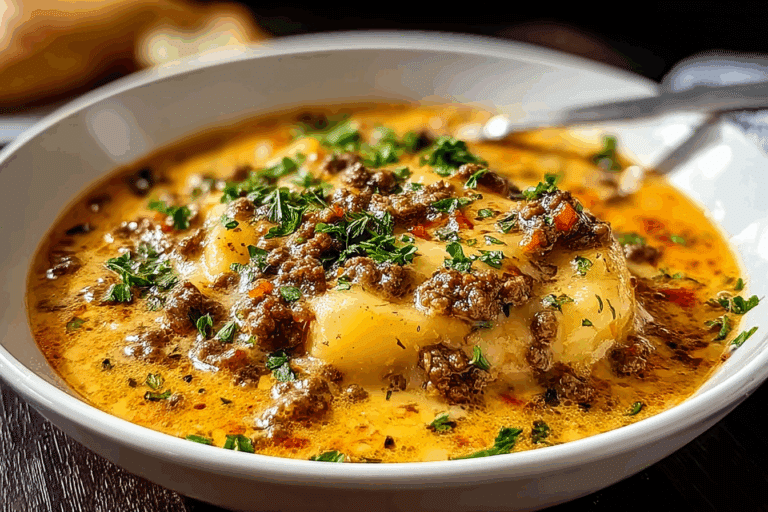 Cheesy Hamburger Potato Soup
