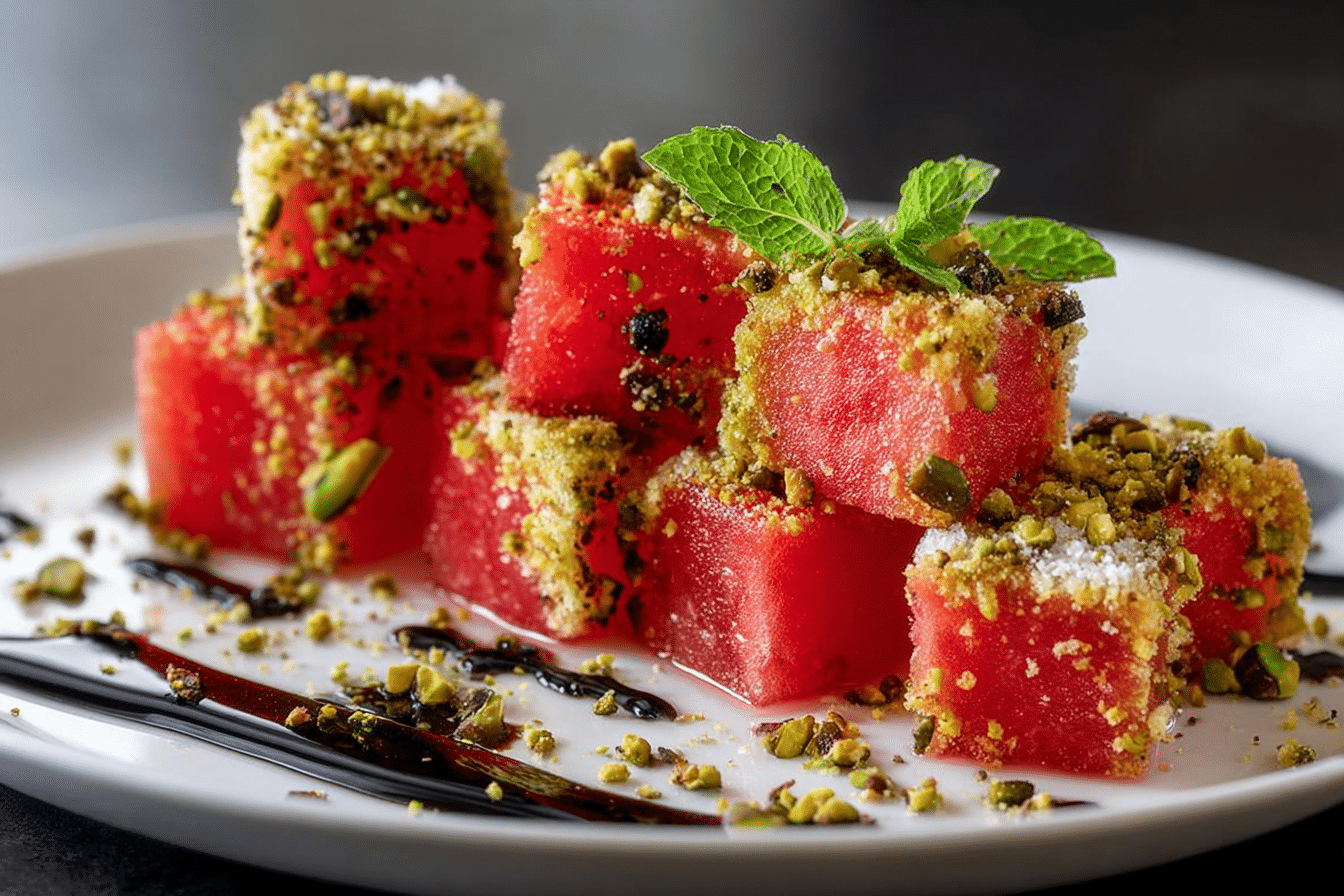 Crispy Pistachio-Crusted Fried Watermelon Cubes