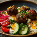 Falafel Bowl with Feta, Lemon Tahini & Cucumber