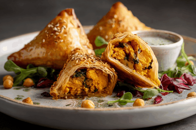Golden Veggie Pockets with Sweet Potato & Chickpeas