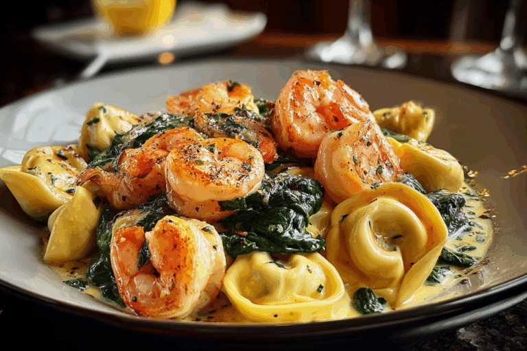 LEMON GARLIC BUTTER SHRIMP AND SPINACH TORTELLINI