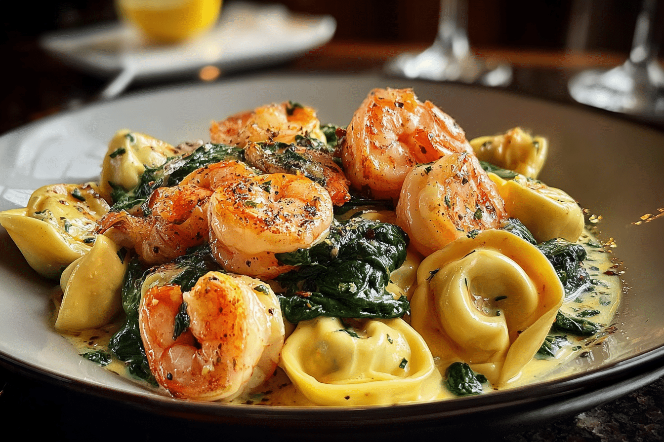 LEMON GARLIC BUTTER SHRIMP AND SPINACH TORTELLINI