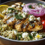 Lemon Herb Chicken Bowls with Feta & Quinoa