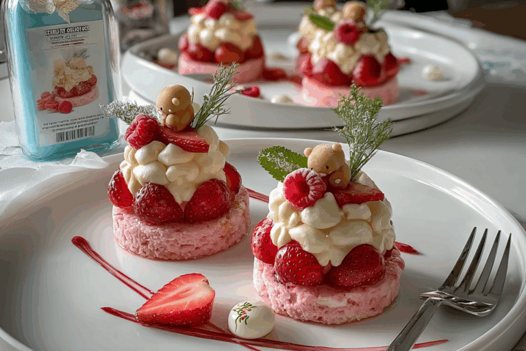 Mini Strawberry Cream Flower Cakes