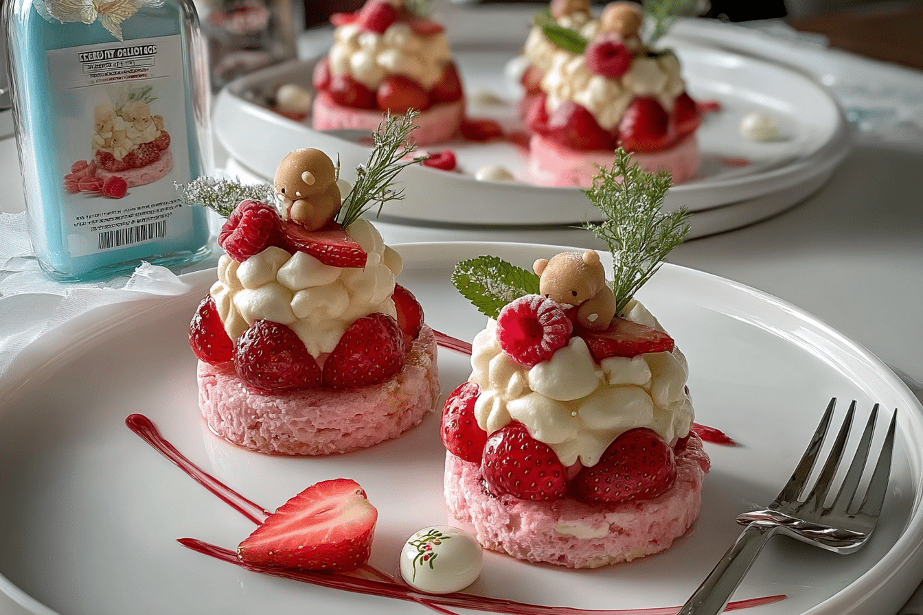 Mini Strawberry Cream Flower Cakes