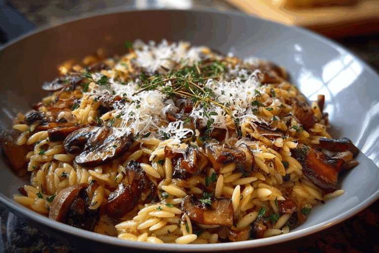 Mushroom & Parmesan Orzo Skillet with Thyme