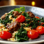 Sausage Beef, Kale & Cherry Tomato Orzo