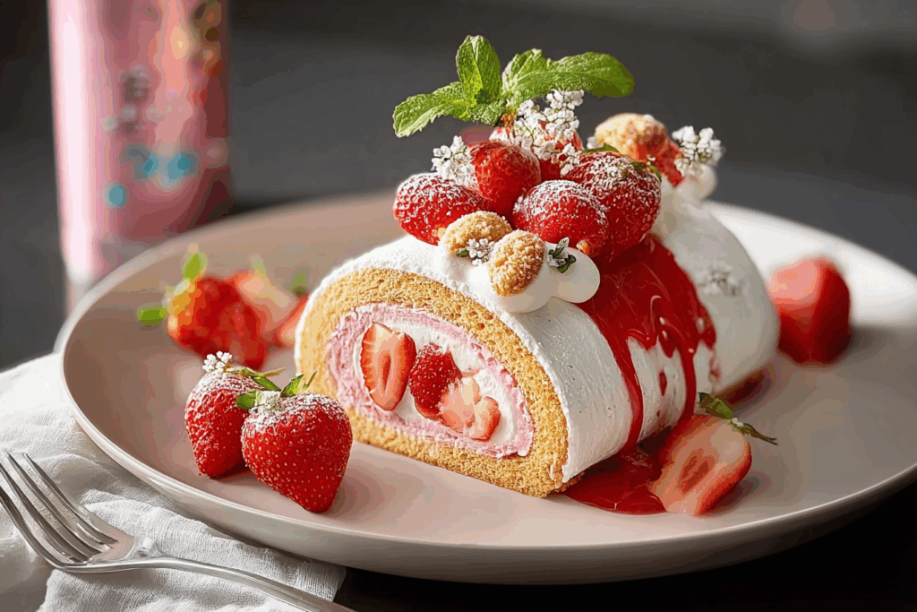 Strawberry Bunny Swiss Roll Cake