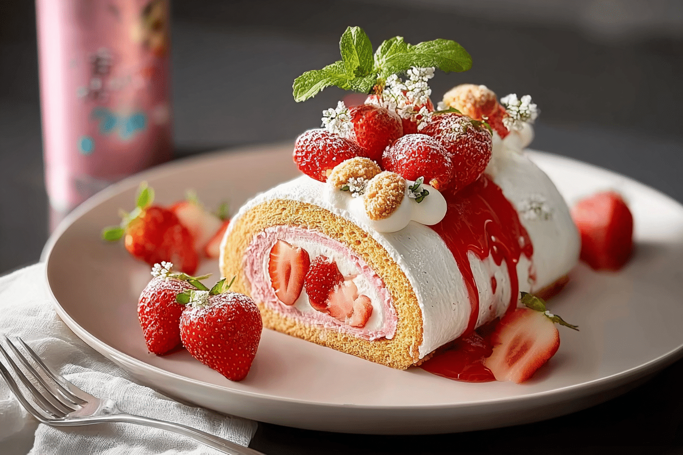 Strawberry Bunny Swiss Roll Cake