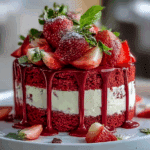 Strawberry Red Velvet Drip Cake Recipe