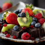 Sweet Treat Platter with Fresh Berries, Kiwi, Melon & Dark Chocolate