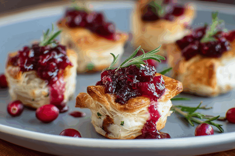 Cranberry and Cheese Puff Pastry Bites