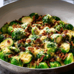 Creamy Garlic Parmesan Brussels Sprouts