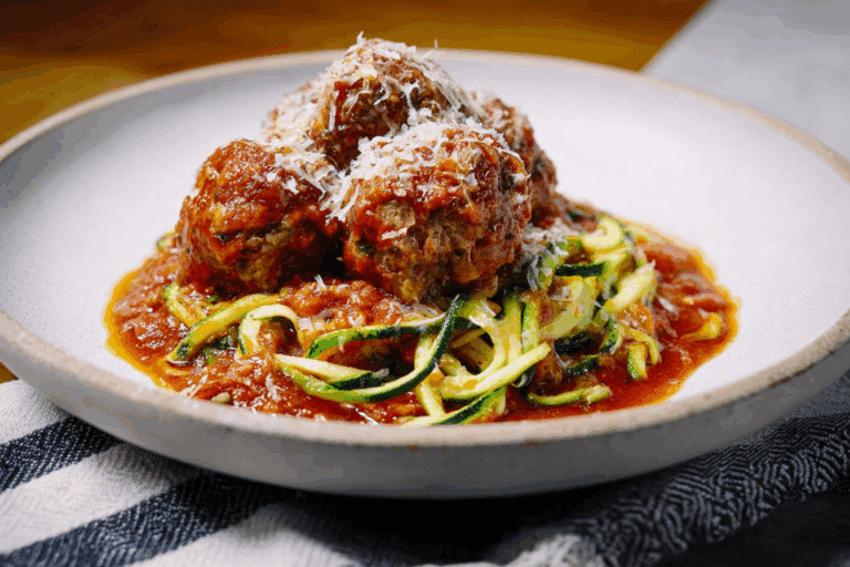 Low-Carb Meatballs with Zoodles
