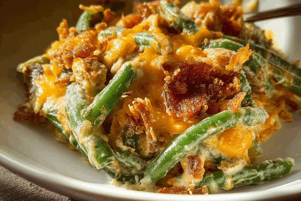 Cheesy Loaded Green Bean Casserole