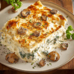 Creamy White Lasagna with Spinach and Mushrooms