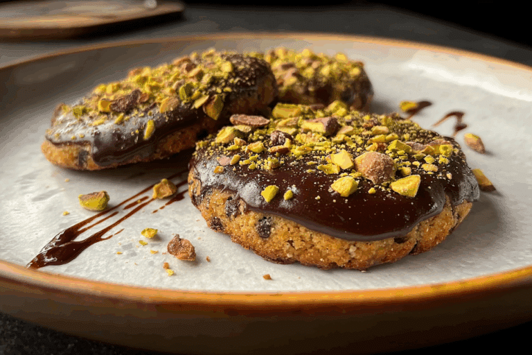 Chocolate Chip Dipped Pistachio Cookies