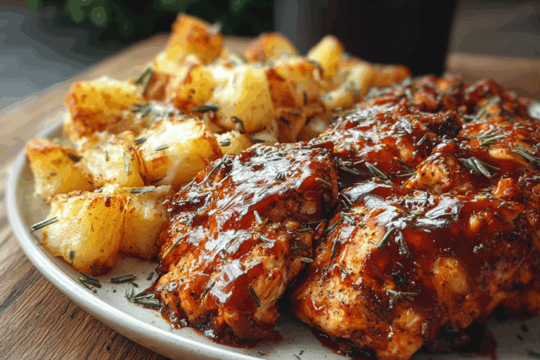 High Protein Honey BBQ Chicken & Crispy Potatoes
