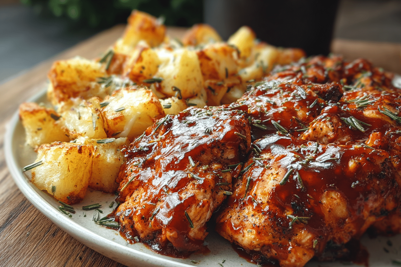 High Protein Honey BBQ Chicken & Crispy Potatoes