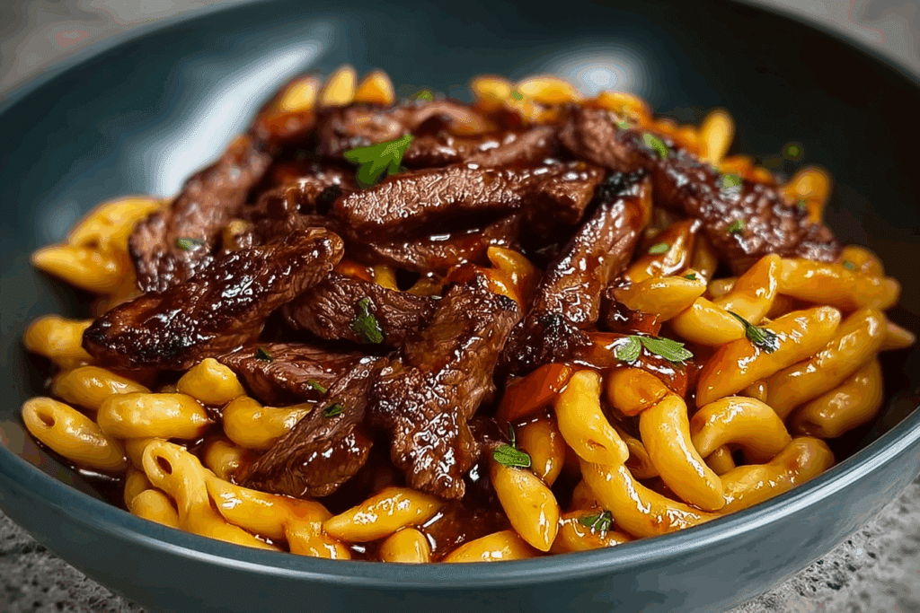 One-Pot Smoky Honey BBQ Steak Pasta