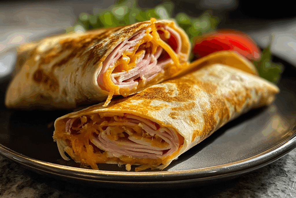 Air Fryer Chicken Ham & Cheese Wraps