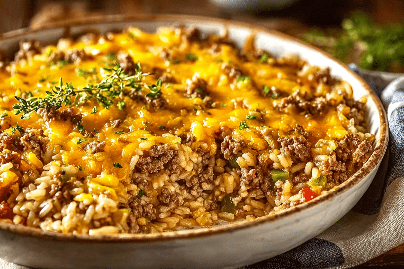 Cheesy Hamburger Rice Casserole