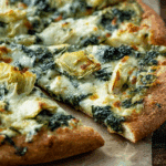 High Protein Spinach Artichoke Pizza