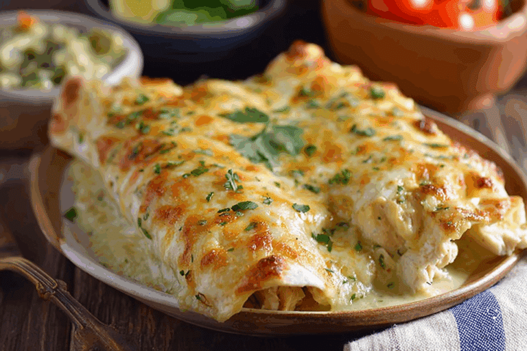 Chicken Enchiladas with Creamy Green Chile Sauce