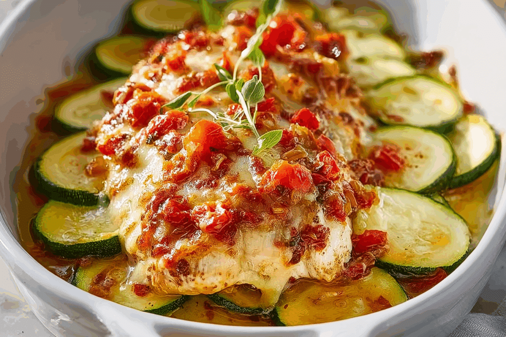 Mediterranean Chicken Zucchini Bake
