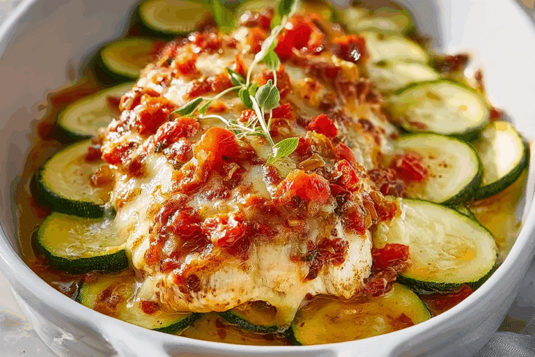 Mediterranean Chicken Zucchini Bake