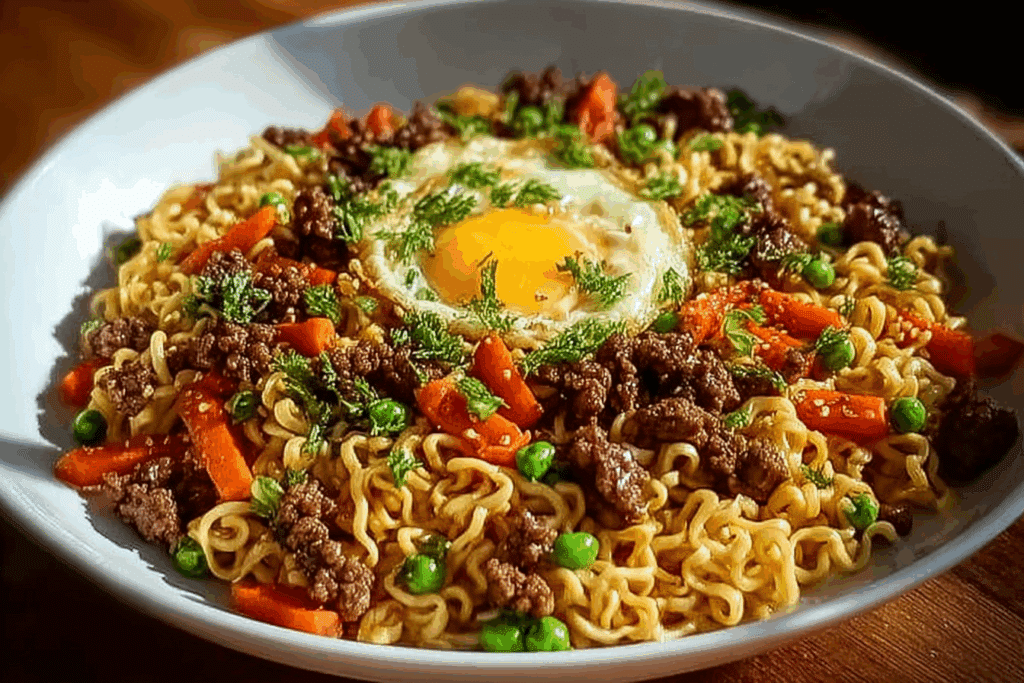 Ground Beef Ramen Skillet