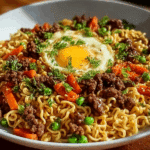 Ground Beef Ramen Skillet