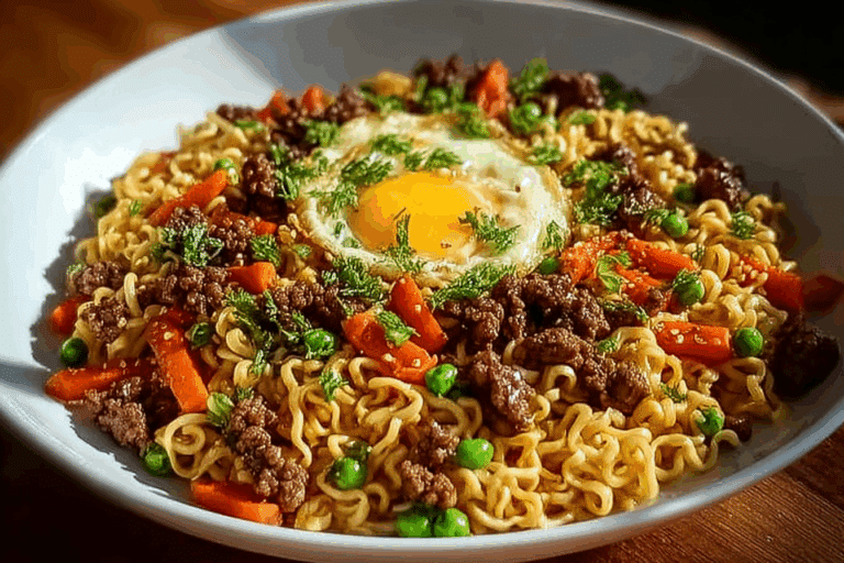 Ground Beef Ramen Skillet