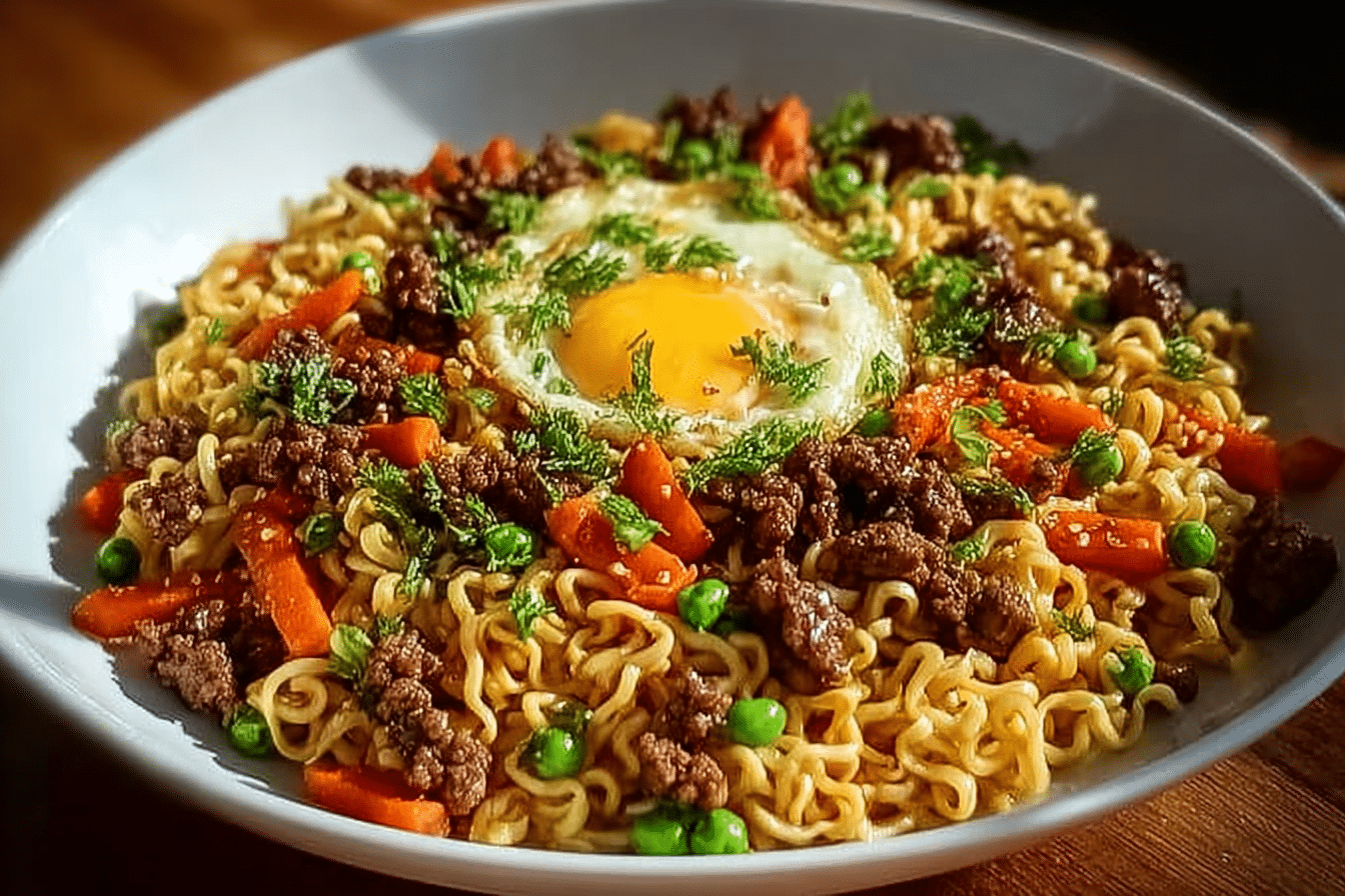 Ground Beef Ramen Skillet