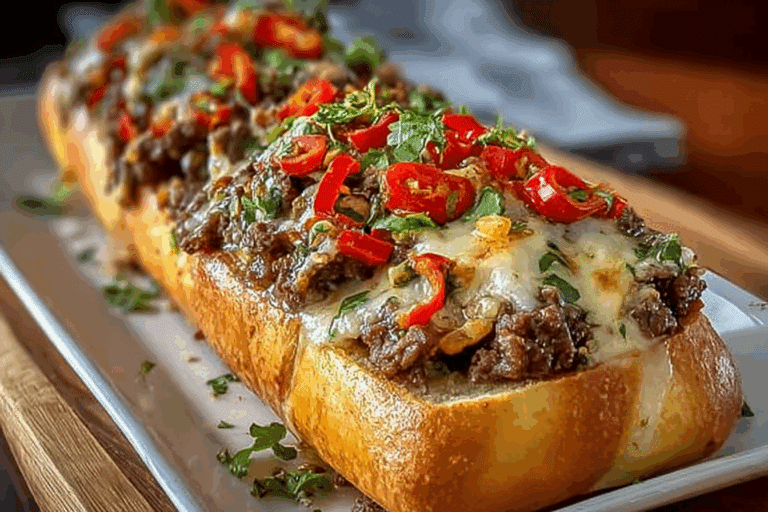 Cheesesteak-Stuffed Garlic Bread