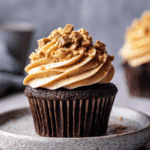 Dark Chocolate Cupcakes with Creamy Peanut Butter Frosting