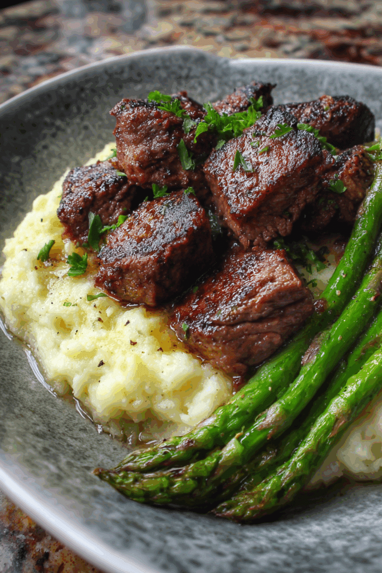 Parmesan Steak Bites with Roasted Garlic