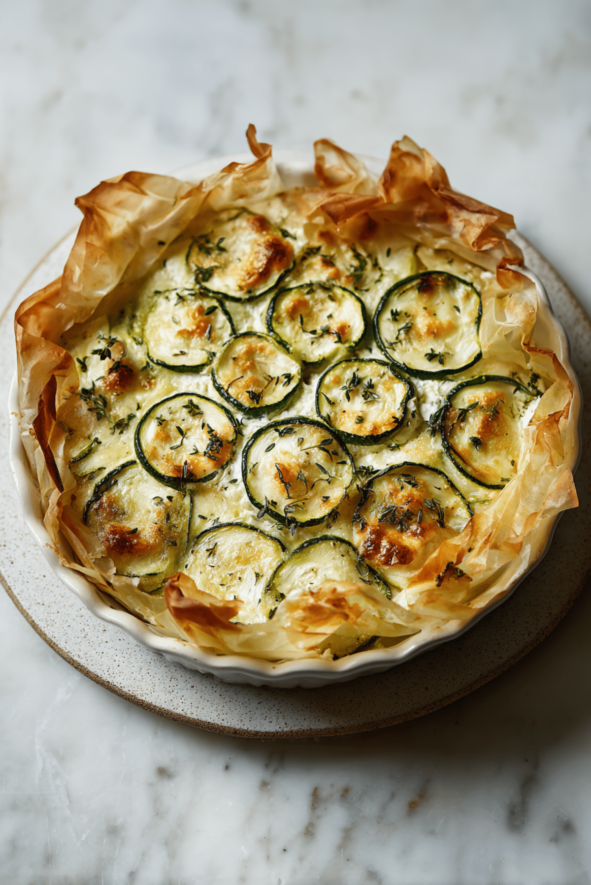Courgette and Brie Filo Bake