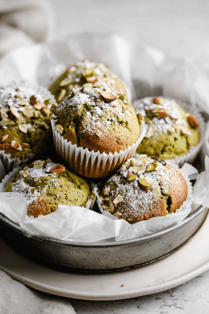 Pistachio White Chocolate Matcha Muffins