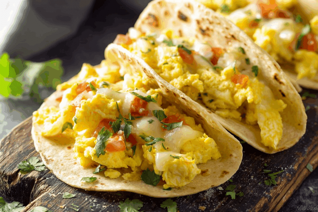 Cheesy Breakfast Egg Tacos