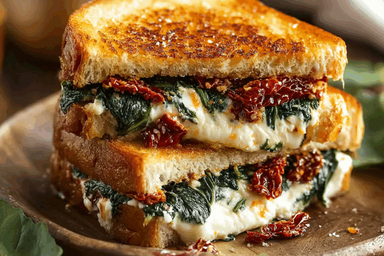 Sun Dried Tomato, Spinach and Ricotta Grilled Cheese
