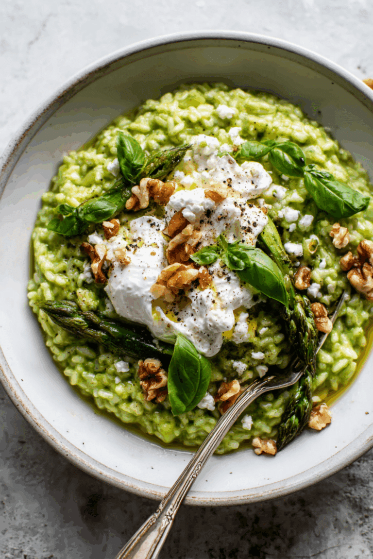 Basil, Asparagus, Leek & Goat Cheese Risotto